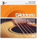 EEJ15-3D Phosphor Bronze Acoustic Guitar Strings - .010-.047 Extra Light (3-pack)