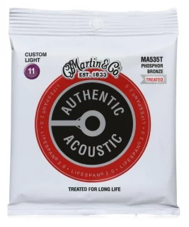 MA535T Authentic Acoustic Lifespan 2.0 Treated 92/8 Phosphor Bronze Guitar Strings - .011-.052 Custom Light