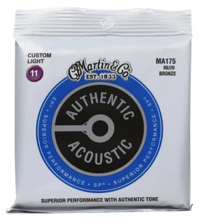 MA175 Authentic Acoustic Superior Performance 80/20 Bronze Guitar Strings - .011-.052 Custom Light