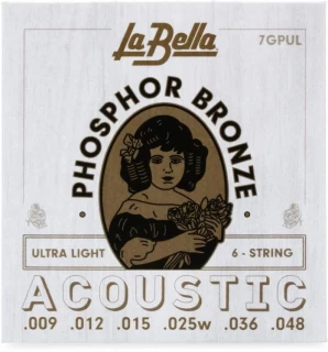 7GPUL Phosphor Bronze Acoustic Guitar Strings - .009-.048 Ultra Light