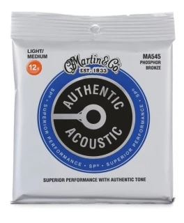 MA545 Authentic Acoustic Superior Performance 92/8 Phosphor Bronze Guitar Strings - .0125-.055 Light/Medium