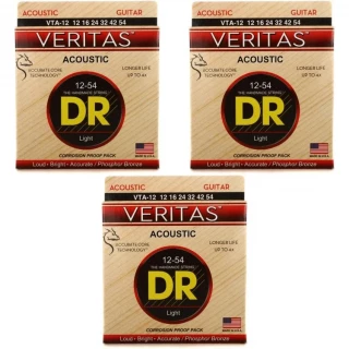 VTA-12 Veritas Phosphor Bronze Acoustic Guitar Strings - .012-.054 Light (3-pack)