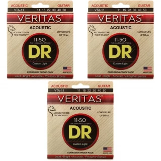 VTA-11 Veritas Phosphor Bronze Acoustic Guitar Strings - .011-.050 Custom Light (3-pack)