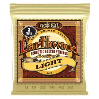 3004 Earthwood 80/20 Bronze Acoustic Guitar Strings - .011-.052 Light Factory 3-Pack