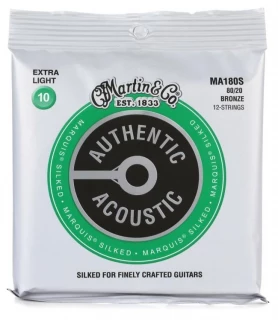 MA180S Authentic Acoustic Marquis Silked 80/20 Bronze Guitar Strings - .010-.047 Extra Light 12-string