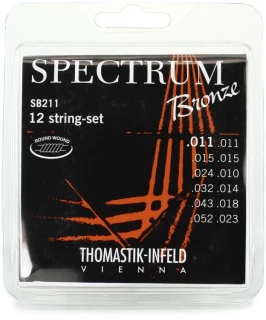 SB211 Spectrum Bronze Acoustic Guitar Strings - .011-.052 Medium Light 12-string