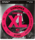 ECB81 Chromes Flatwound Bass Guitar Strings - .045-.100 Light Long Scale 4-string