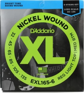 EXL165-6 Nickel Wound Bass Guitar Strings - .032-.135 Regular Light Top/Medium Bottom Long Scale 6-string