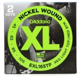 EXL165 Nickel Wound Bass Guitar Strings - .045-.105 Regular Light Top/Medium Bottom Long Scale (2-pack)