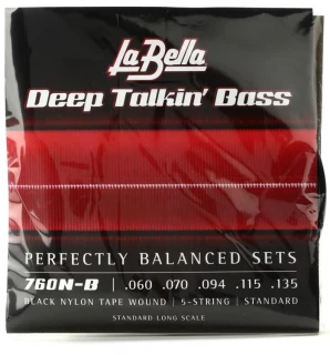 760N-B Deep Talkin' Bass Black Nylon Tapewound Bass Guitar Strings - .060-.135T Standard 5-string