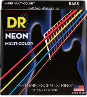 NMCB-40 Hi-Def Neon Multi-Color K3 Coated Bass Guitar Strings - .040-.100 Light
