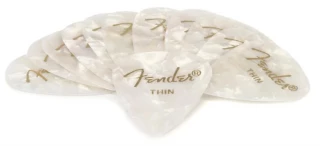 351 Shape Premium Celluloid Picks - Thin White Moto 12-pack