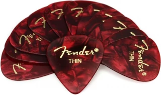 351 Shape Premium Celluloid Picks - Thin Red Moto 12-pack