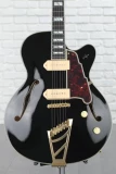 D'Angelico Excel 59 Hollowbody - Solid Black with Stairstep Tailpiece
