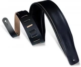 DM1 3" Leather Guitar Strap with Padded Interior- Black