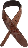 M4WP-006 3-inch Wide Embossed Leather Guitar Strap - Sundance Line Geranium Whiskey