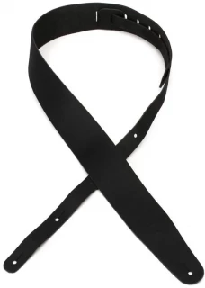 2.5" Basic Classic Leather Guitar Strap - Black