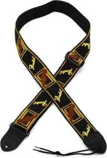 2" Monogrammed Guitar Strap - Black, Yellow, and Brown