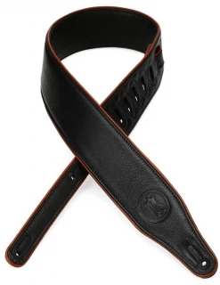 MSSB17-BLK 2 1/2" Wide Black Garment Leather Guitar Strap