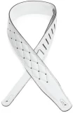 MG26DS Garment Leather Guitar Strap - White/Silver
