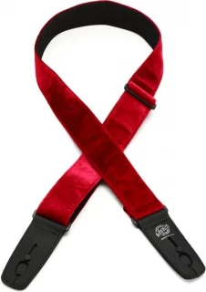 LIS-019CV2-RED Crushed Velvet Guitar Strap - Red