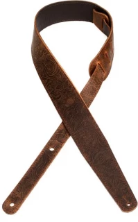 Tooled Leather Guitar Strap - Brown