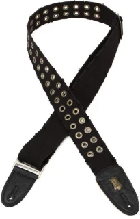 MC8TWEY Worn Torn Cotton Guitar Strap - Black