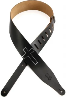 M17CHC Chrome-Tan Leather Guitar Strap - Black