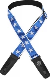Cotton Guitar Strap - Jaquard White with Blue Stars
