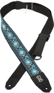 MRHHT-04 Woven Guitar Strap - Blue & Yellow Floral Motif