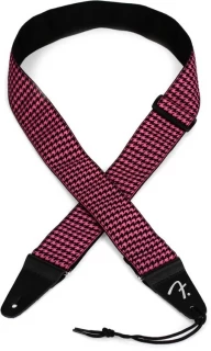 Houndstooth Guitar Strap - Pink