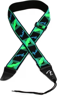 Neon Monogram Guitar Strap - Green/Blue