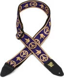 EB4699 Jacquard Guitar Strap - Navy Blue and Beige Peace Love Dove