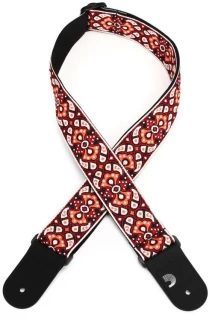 Eco-Comfort Jacquard Woven Guitar Strap - Red/Orange