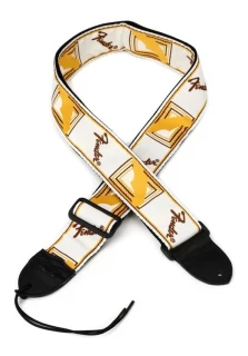 2" Monogrammed Guitar Strap - White, Brown, and Yellow