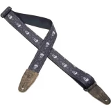 MDL8 2" Printed Polyester Guitar Strap with Leather Ends - Black Skulls